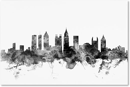 Amazon Com Atlanta Georgia Skyline B W By Michael Tompsett 16x24 Inch Canvas Wall Art Posters Prints
