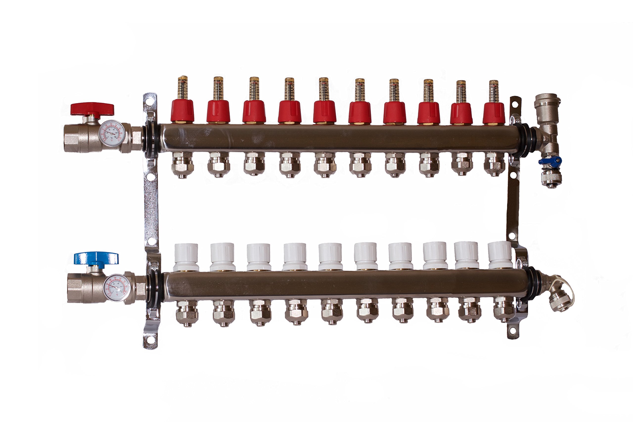 10 LOOP/BRANCH 1/2" PEX MANIFOLD STAINLESS STEEL RADIANT FLOOR HEATING SET