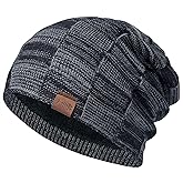 BASSDASH Winter Slouchy Beanies Thick Fleece Lined Skull Cap for Men Women Warm Knitting Hat