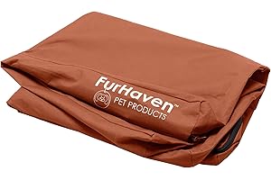Furhaven Replacement Dog Bed Cover Water-Resistant Indoor/Outdoor Logo Print Oxford Polycanvas Mattress, Washable - Chestnut, Large