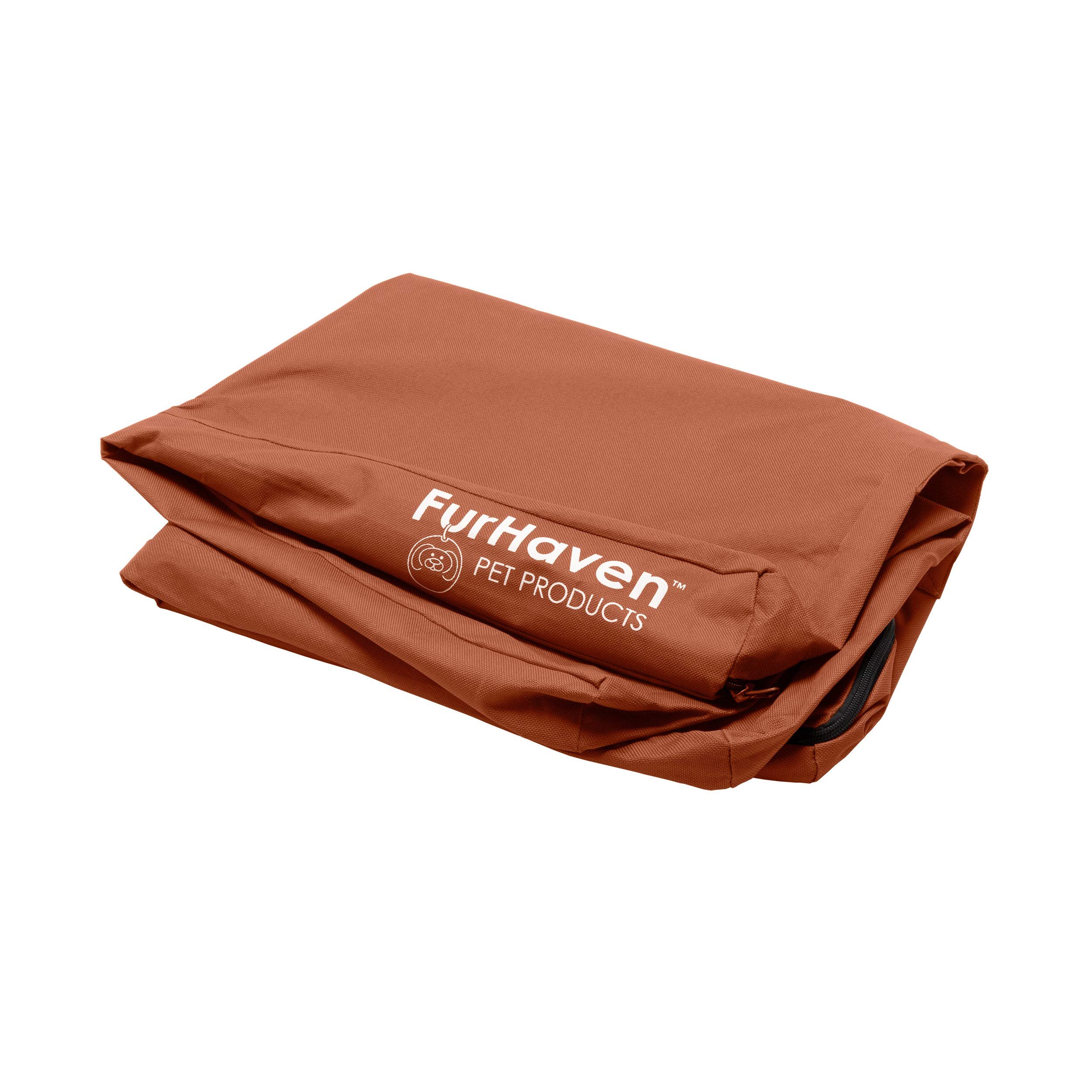 Photo 1 of (BAGGED) (USED/FAIR) Furhaven Replacement Dog Bed Cover Water-Resistant Indoor/Outdoor Logo Print Oxford Polycanvas Mattress, Washable - Chestnut, Jumbo (X-Large)