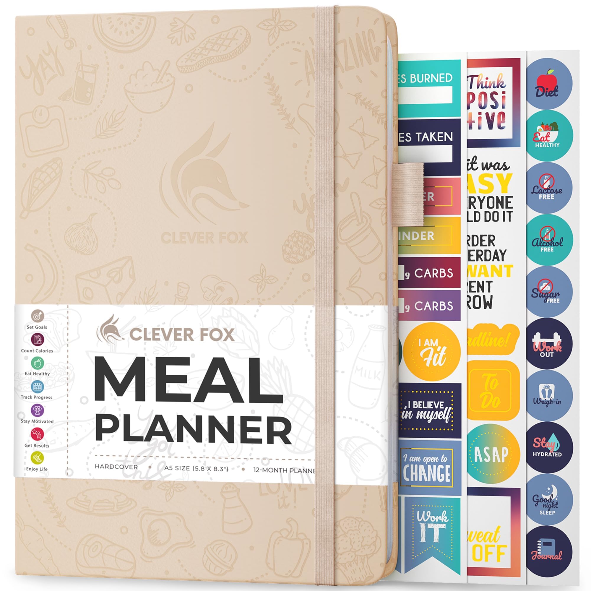 Clever Fox Weekly Meal Planner - Weekly & Daily Meal Prep Journal with Shopping and Grocery Lists for Menu Planning, Healthy Diet & Weight Loss Tracking (Seashell, A5 (14.5 x 21cm))