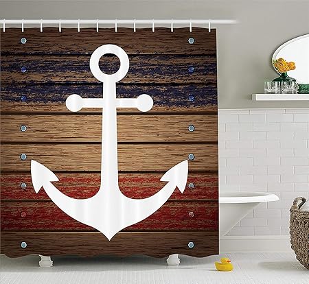 Wvtsucykyga Rideau De Douche Nautique Marin Avec Ancre De Bateau