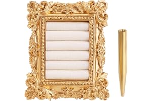 Vintage Ring Holder, Gold Baroque Ring Holder Vintage Jewelry Display Frame for Women Anniversary Favor & Wedding Photo Prop