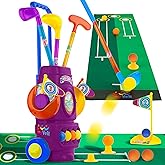 ToyVelt Toddler Golf Set - Kids Golf Clubs with 6 Balls, 4 Sticks, 2 Practice Holes & a Putting Mat - Fun Learning Toy That Promotes Motor Skills - Great Toddler (Purple)