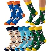 PLULON 4 Pairs Mens Dress Fun Socks, Colored Cotton Socks Casual Style for Wedding Halloween Costume Anniversary Father's Day