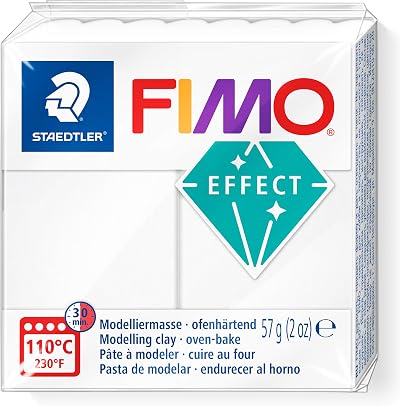 STAEDTLER FIMO Effect Translucent White 57g Block 8010-014 Oven Bake Clay