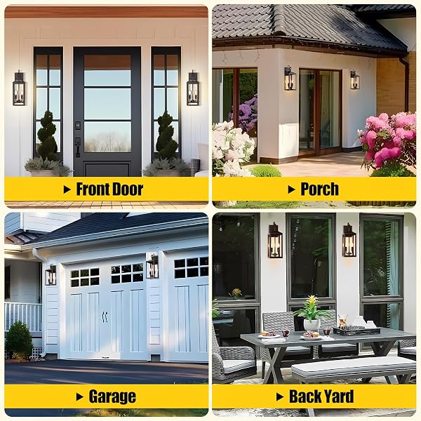 18” LARGE DUSK TO DAWN OUTDOOR LIGHTING, EXTERIOR SENSOR OUTDOOR WALL LIGHTS, INDUSTRIAL FRONT PORCH LIGHT WITH CLEAR GLASS, WATERPROOF OIL RUBBED BRONZE ANTI-RUST OUTDOOR LIGHTS FOR HOUSE GARAGE