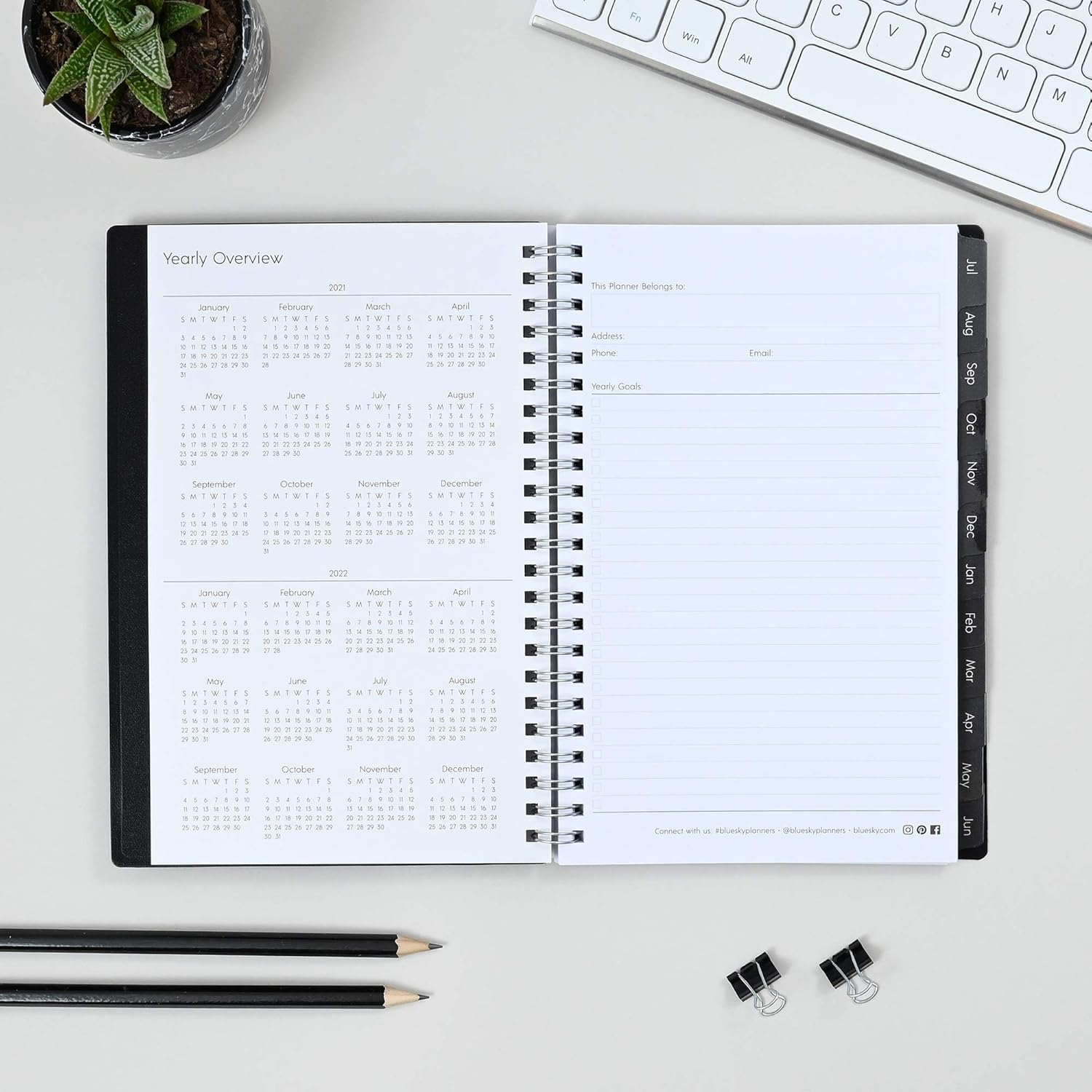 Blue Sky 2021-2022 Academic Year Weekly & Monthly Planner, 5" x 8", Flexible Cover, Wirebound, Enterprise (130611) : Office Products