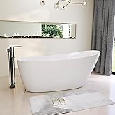 Adecab 59" High-back Acrylic Freestanding Bathtub, Stand Alone Slipper Soaking Tub, Integrated Overflow and Drain, cUPC Certified