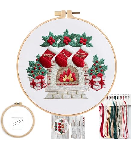 Christmas Embroidery Kit For Beginners - Includes Pattern, Hoop, Thread, Needles, Instructions (Style 1) - View #10