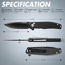FLISSA Folding Pocket Knife, 4.5" G10 Handle EDC