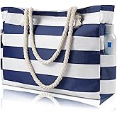 Pleneal Beach Bags For Women - Large Beach Bags with Zipper Waterproof Sandproof Swim Pool Beach Bag