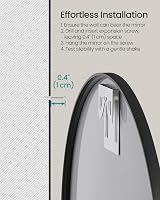 SONGMICS Round Mirror 61 cm Black Metal Frame Bathroom Wall view 5