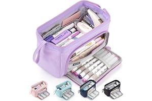 HVOMO Pencil Case Large Capacity Pencil Pouch Handheld Pen Bag Cosmetic Gift for Office School Teen Girl Boy Men Women Adult (Purple)