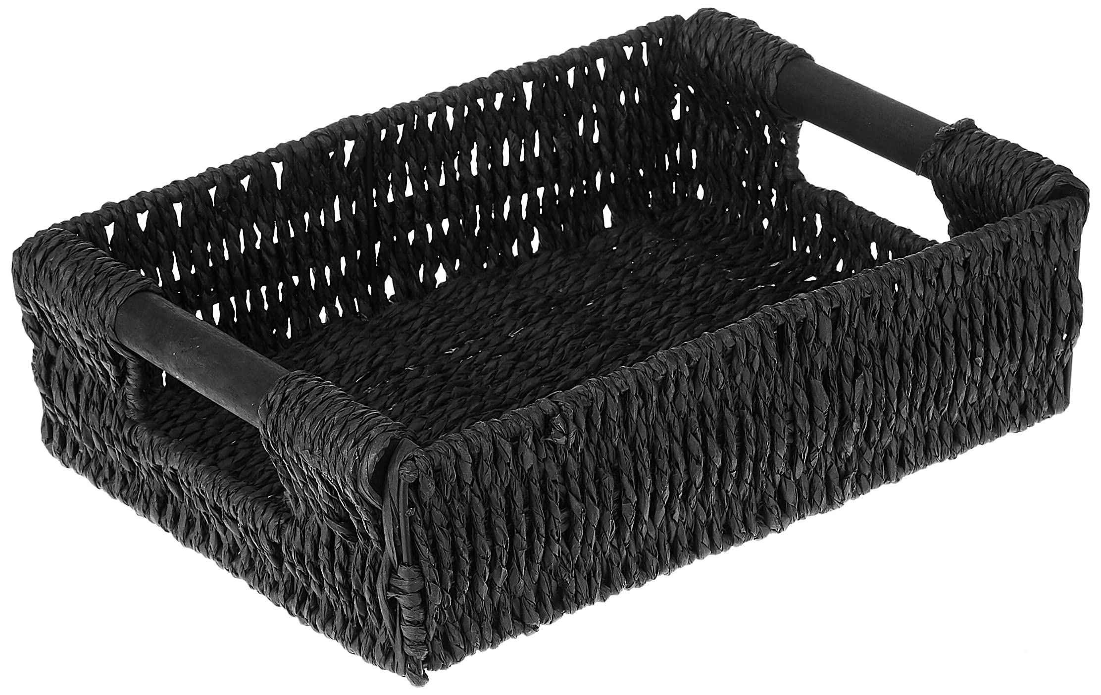 Woodluv Storage Baskets, Storage Boxes Hamper Basket, Storage Baskets for Shelves, Black, Small