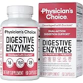 Physician's CHOICE Digestive Enzymes for Bloating &amp; Digestion - Fast-Acting 16 Enzyme Formula with Organic Prebiotics &amp; Probiotics for Gut &amp; Digestive Health - Meal Time Discomfort Relief - 60 CT