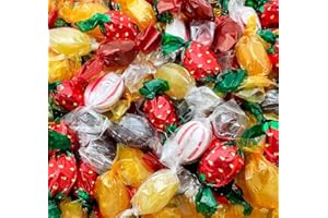 FUNTASTY Old Fashioned Hard Candy Assortment - 2 Pound Bag - Individually Wrapped Christmas Candy - Peppermint, Strawberry, Cinnamon, Butterscotch, and Fruit Flavors