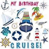 Xuhal 25 Pcs Birthday Cruise Door Magnets Decorations Funny Cruise Ship Door Magnets Magnetic Reusable Magnet for Happy Birthday Cabin Ship Carnival Refrigerator Office Car Accessories