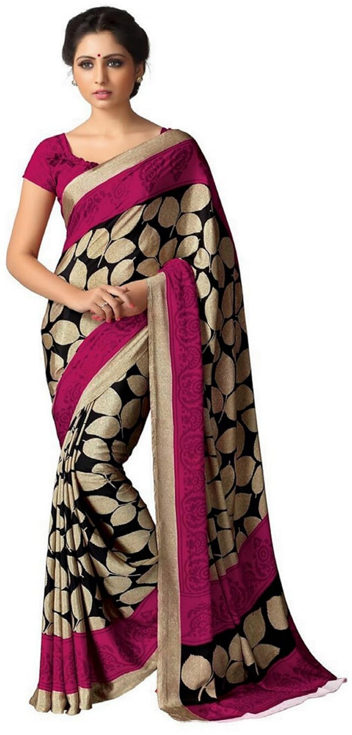 jaanvi fashion women's crepe silk printed saree