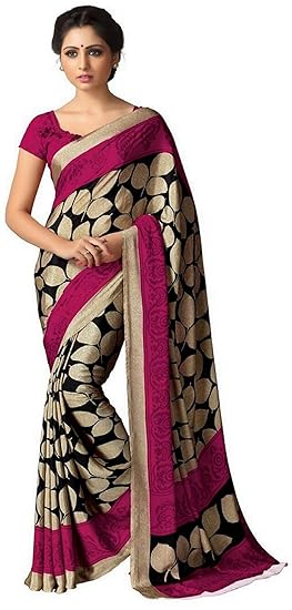 Crepe With Blouse Piece Saree