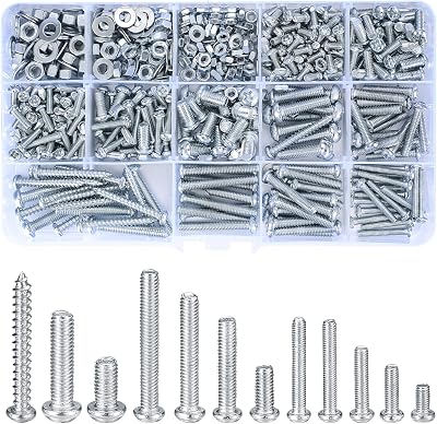 Vwoqiy 550 Pcs Round Head Screws Nuts Washers Set M3 M4 M5 with Box