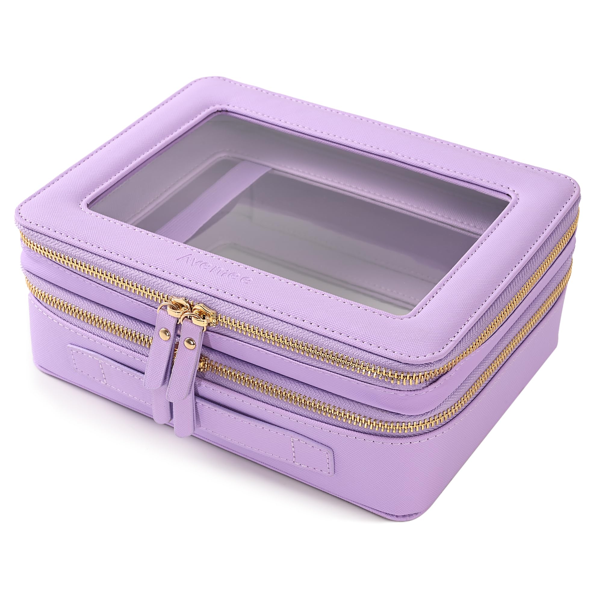 Photo 1 of Aveniee Clear Makeup Bags, Double Layer Cosmetic Bags with a Separate Brush Compartment, Large Travel Toiletry Bag Train Case for Women, Travel Accessories Organizer.2 Layers Large, Lilac