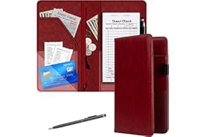 AATACAS Server Book for Waitress, 5x9 Inch Server Book with Zipper Pocket, PU Leather Server Wallet Organizer Fit Waitress Apron