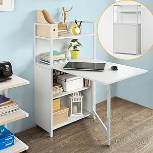 SoBuy® Armario pared, mesa plegable, libros, estantería, armario con