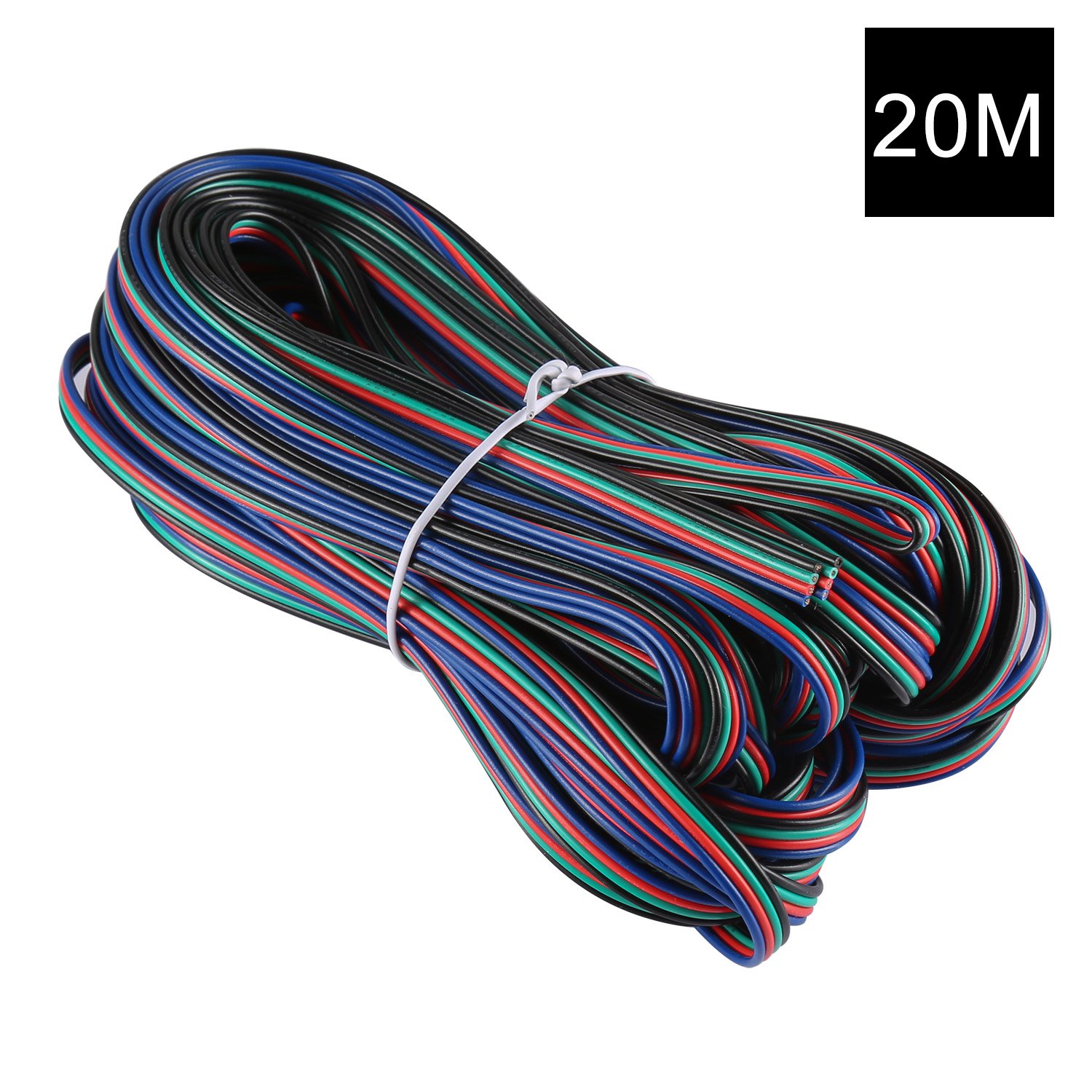 YOUKOYI 65.6ft/20m 4 Pin LED Strip Extension Cable Wire Cord Line for