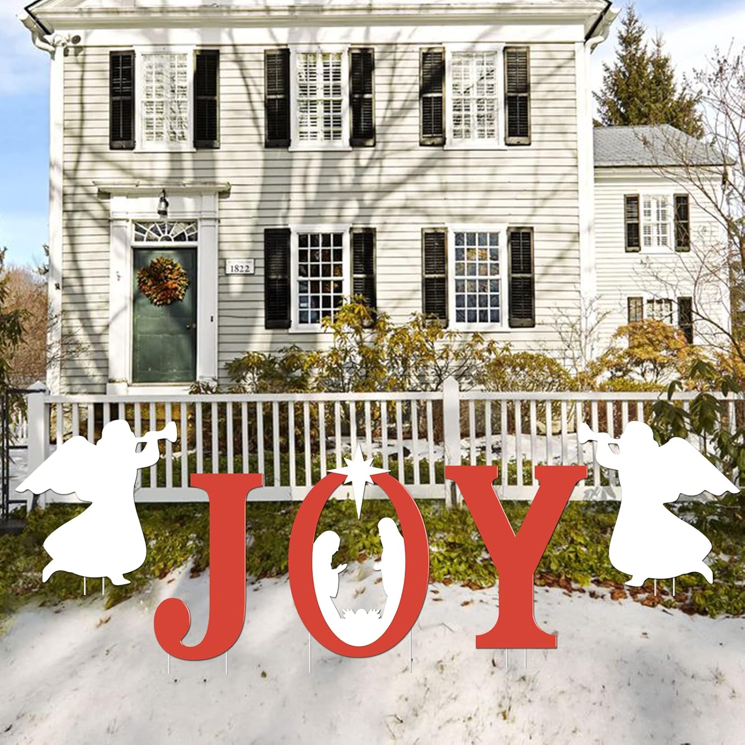 Yard Signs - DAZONGE Outdoor Christmas Decorations, 5PCS Nativity Christmas Decor, Christmas Decorations Outdoor Yard Signs - Joy, Manger Scene Religious Lawn Stake Signs