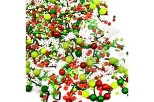 SPRINKLE ME THIS Under the Mistletoe - 8 Oz Sprinkle Resealable Bag - Christmas Themed Sprinkle Mix - Featuring Green, Lime Green, and Red Pearls, White Jimmies, Snowflake Quins, and Silver Nonpareils