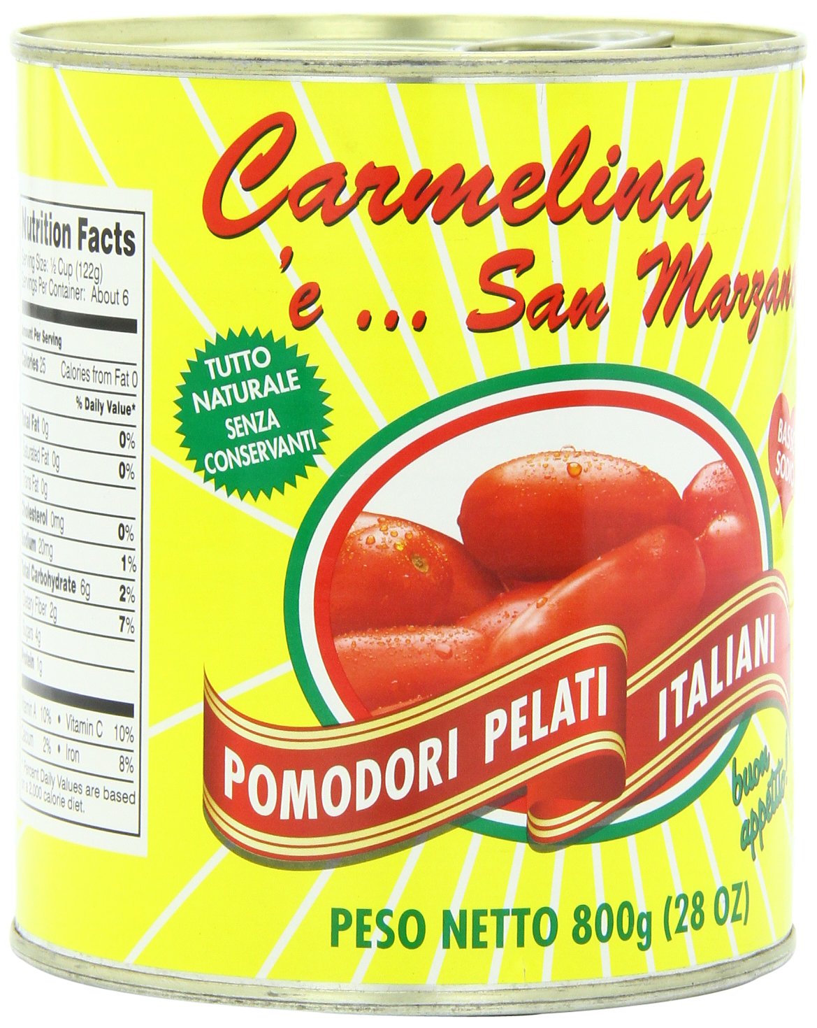 Carmelina San Marzano Italian Whole Peeled Tomatoes in Puree, 28 ounce