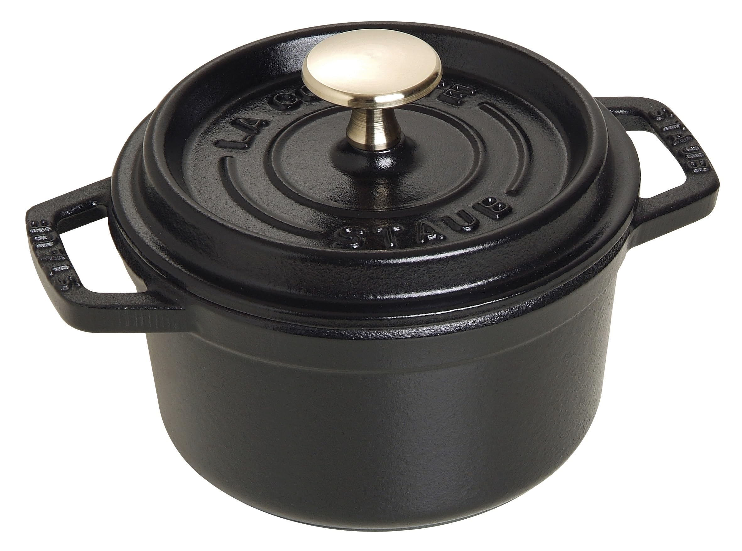 STAUB Cast Iron Roaster/Cocotte, Round, 14 cm, 0.8 L, Black