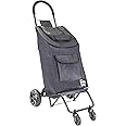 dbest products Trolley Dolly Rover with Bag, 4 Wheeled Grocery Shopping Cart Push Folding Utility Hand Truck Swivel Wheels Garden Lightweight Luggage Carrito de Compras Plegable