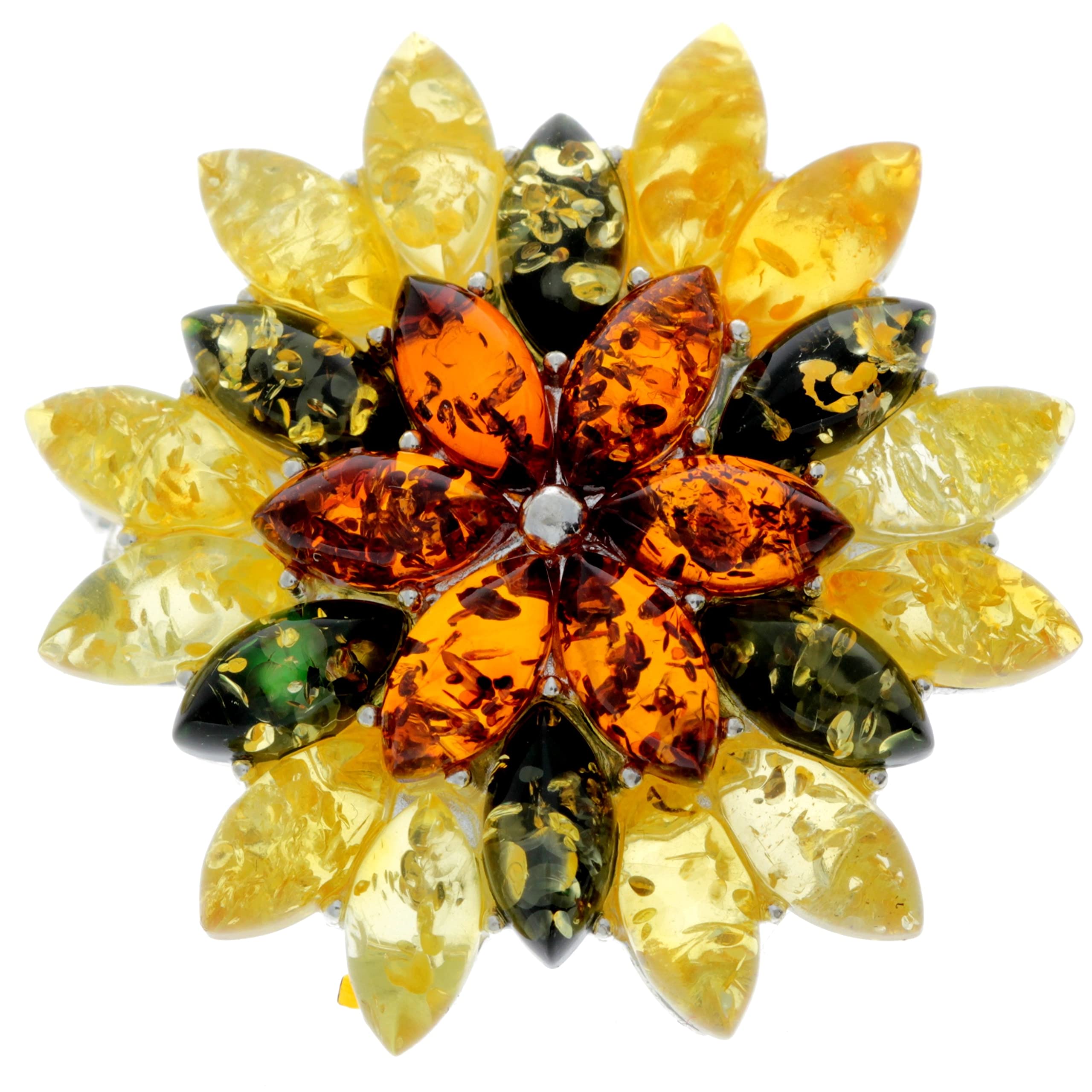 925 Sterling Silver & Baltic Amber Jewellery - Brooch 4026M