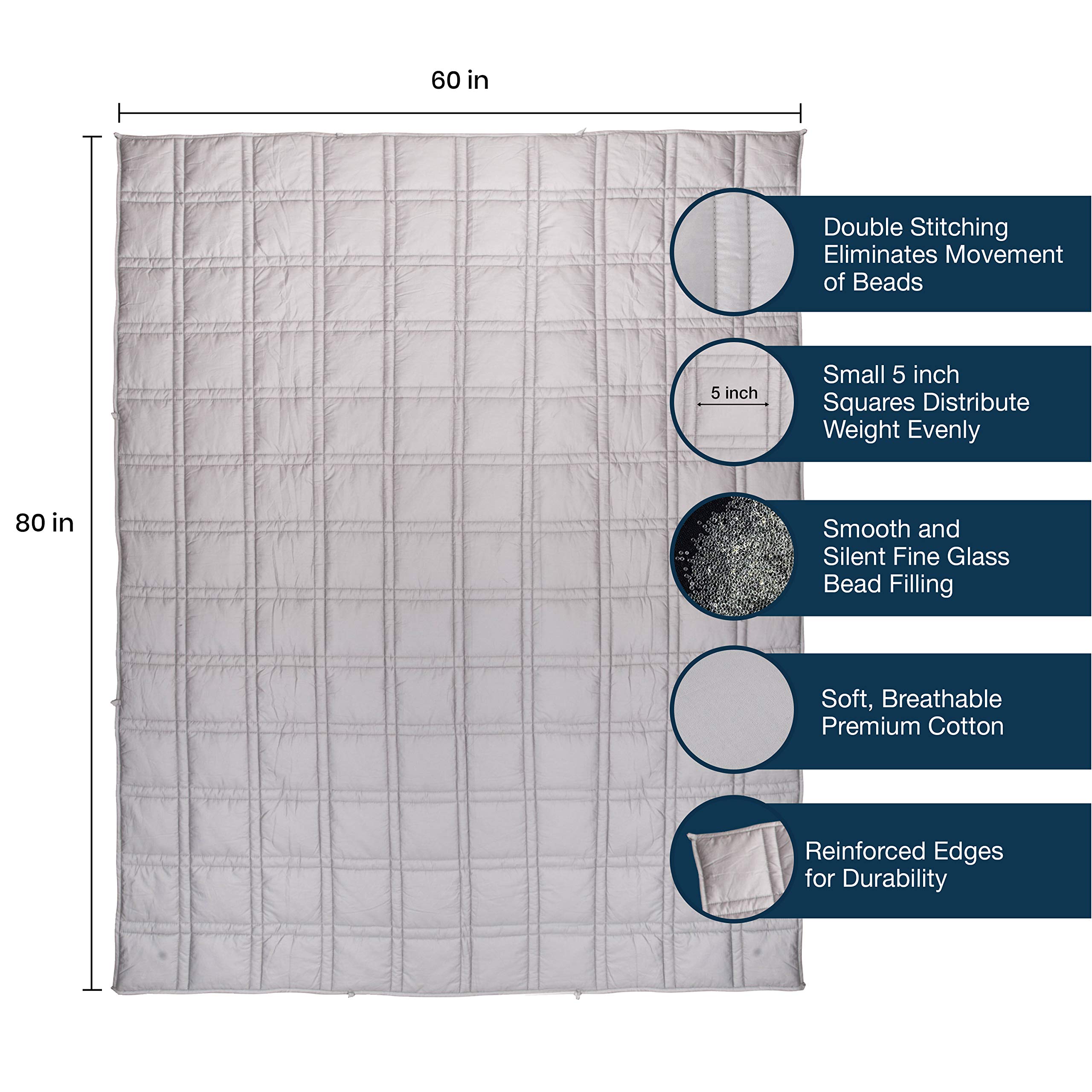 Cooling Weighted Gravity Blanket for Adult and Kids - 15 lbs, 60x80
