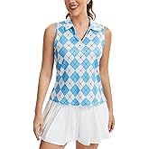 MathCat Womens Golf Shirt, UPF 50+ Argyle Tennis Polo, Sleeveless Lightweight Sports Athletic Tank Tops