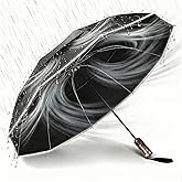 Urvoix Compact Golf Umbrellas Windproof, Travel Umbrella for Rain, 10 Ribs Aluminum Alloy & Fiberglass w/Reflective Stripe, Double Canopy Automatic Anti-bounce Close