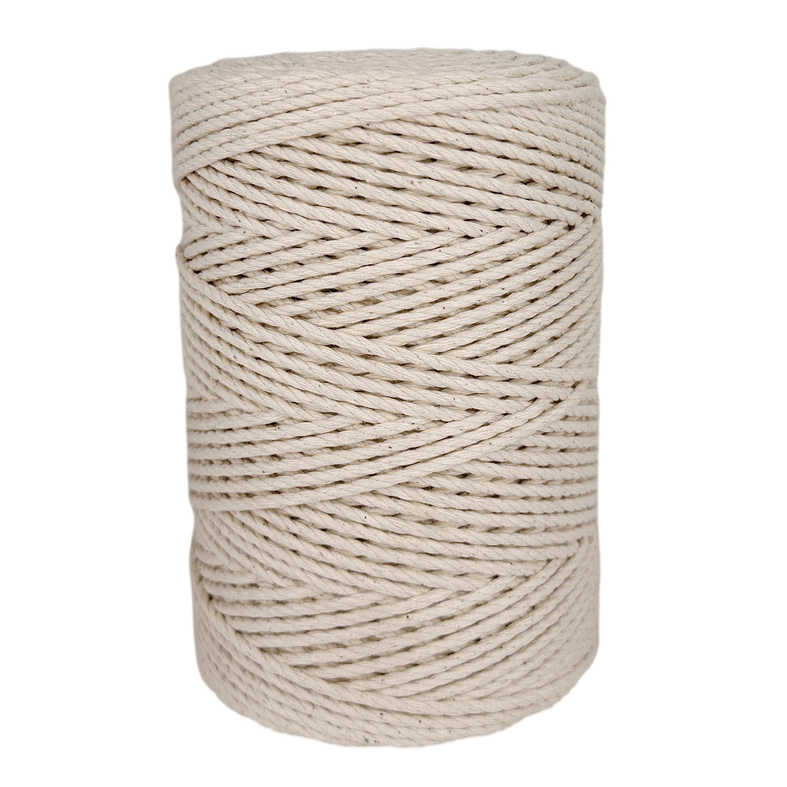 Macrame Cord. 100% Natural Cotton Rope for Crafts, Toys, Decorations, Packaging, Gardening. 3MM * 130M. Natural.