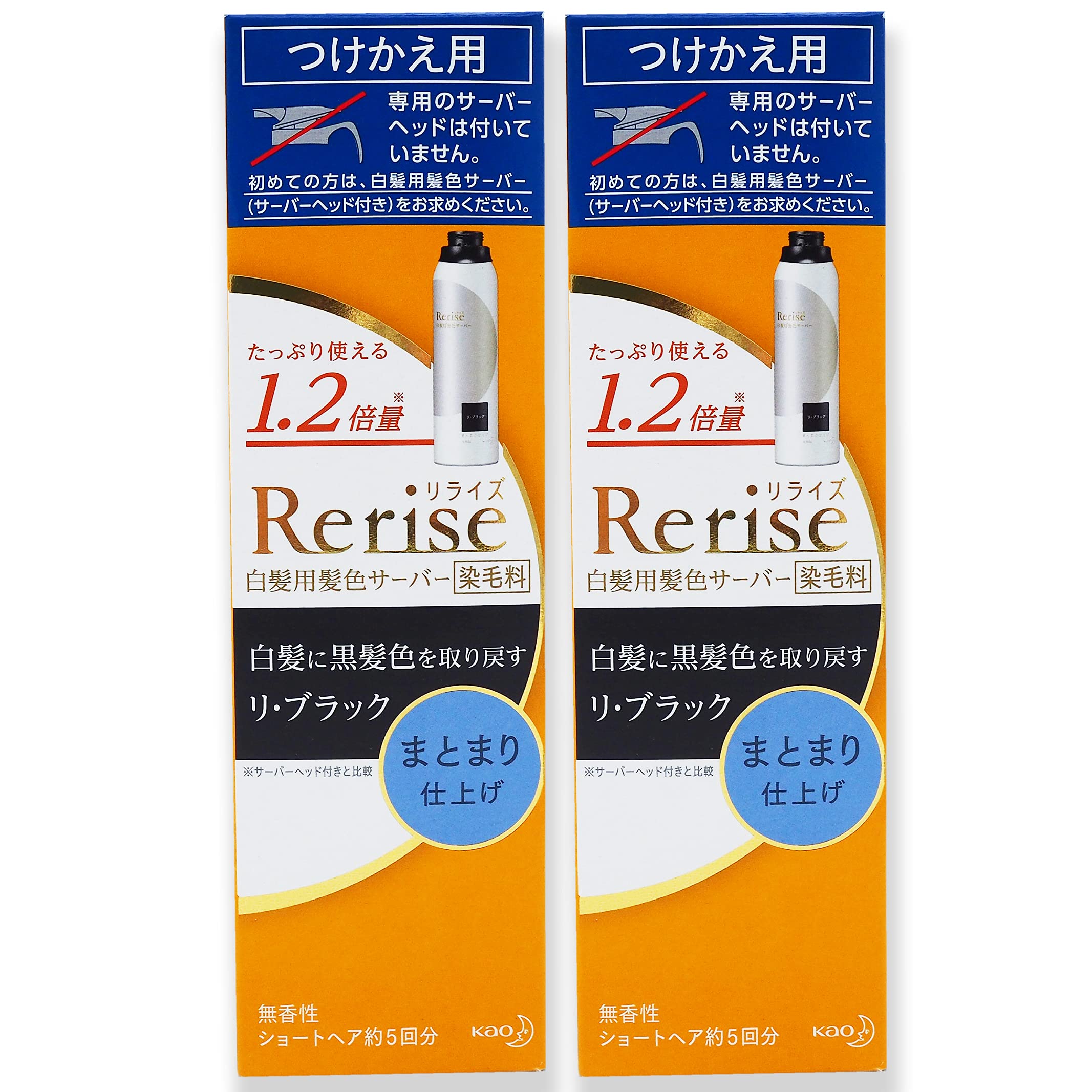 《セット販売》 花王 リライズ 白髪用髪色サーバー リ・ブラック まとまり仕上げ つけかえ用 (190g)×2個セット 付け替え用 染毛料 無香性商品画像