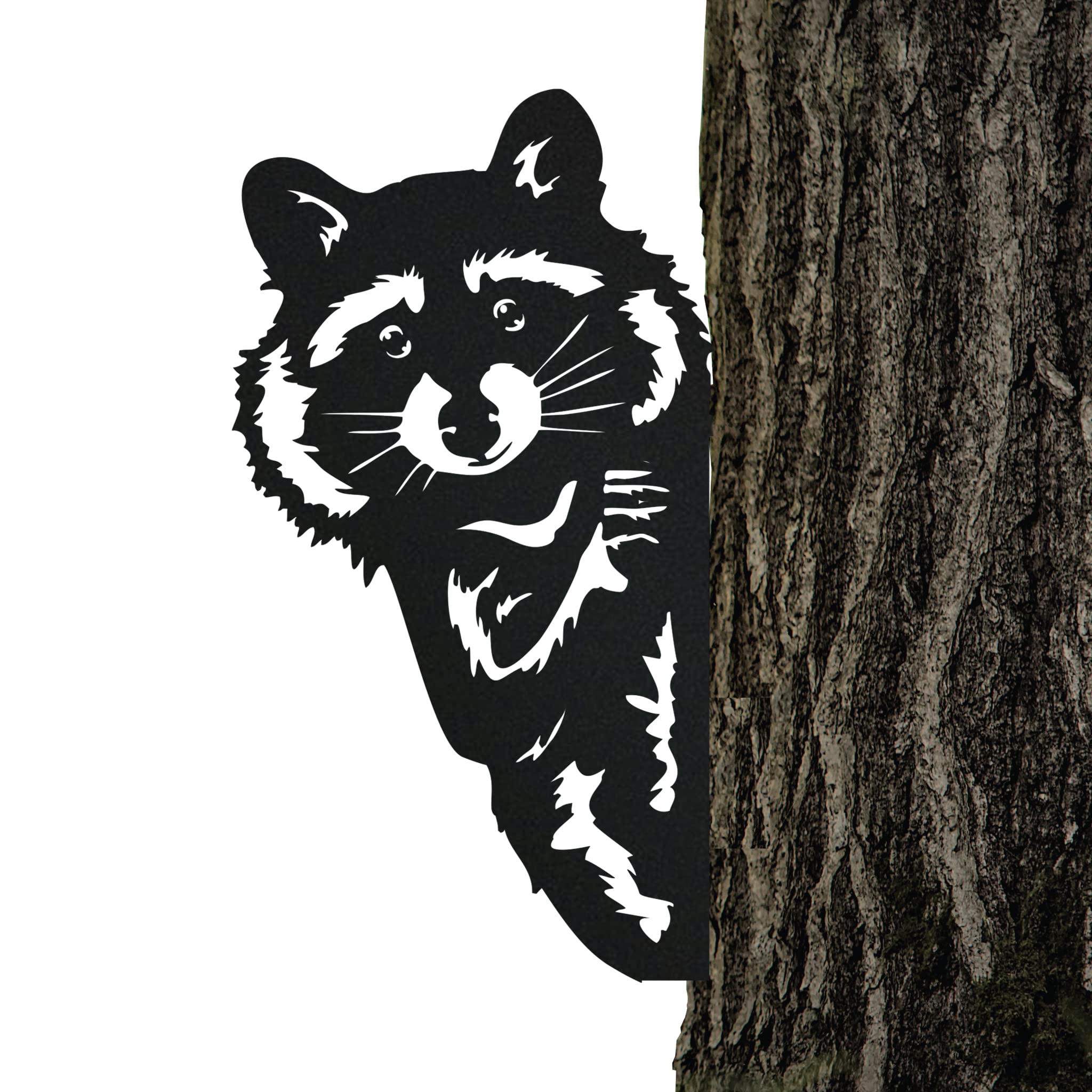 Steelmonks Tree Stake, Raccoon in Matte Black - Outdoor Garden Decoration made of weather-resistant steel. Beautiful garden ornament, unique and durable raccoon.