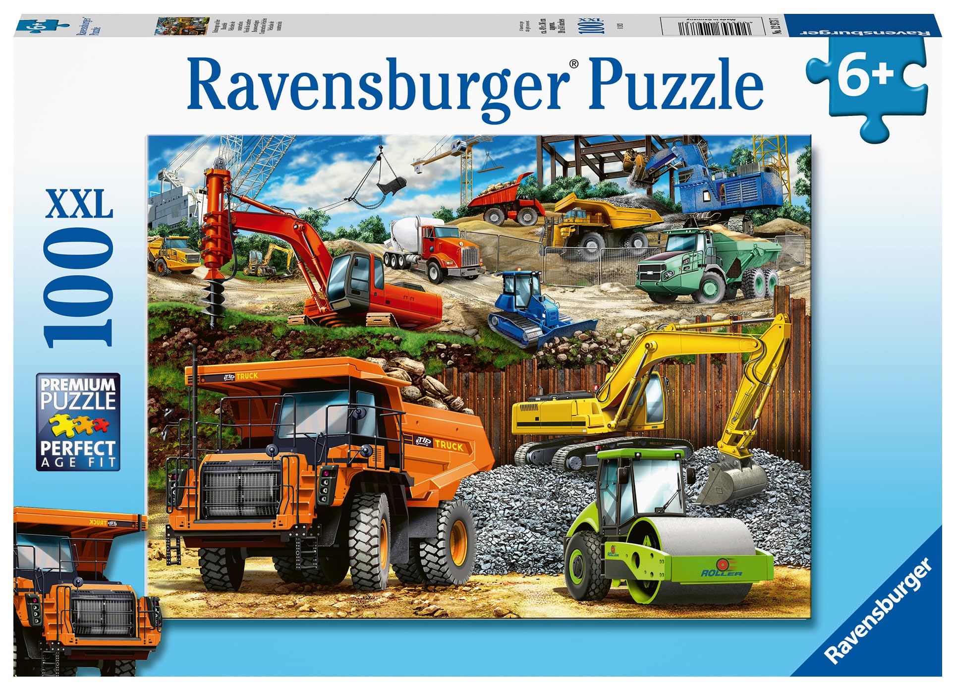 Ravensburger Construction Vehicles 100 piece Jigsaw Puzzle for Kids Age 6 Years and Up - Extra Large Pieces