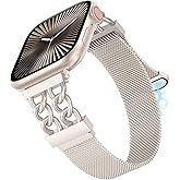 Girovo Metal Magnetic Band Compatible with Apple Watch Bands Women 41/40/38/49/46/45/44/42mm, Dressy Designer Stainless Steel Chain Mesh Loop Strap for iWatch Series 11 10 9 8 7 6 5 4 SE/Ultra 3 2 1