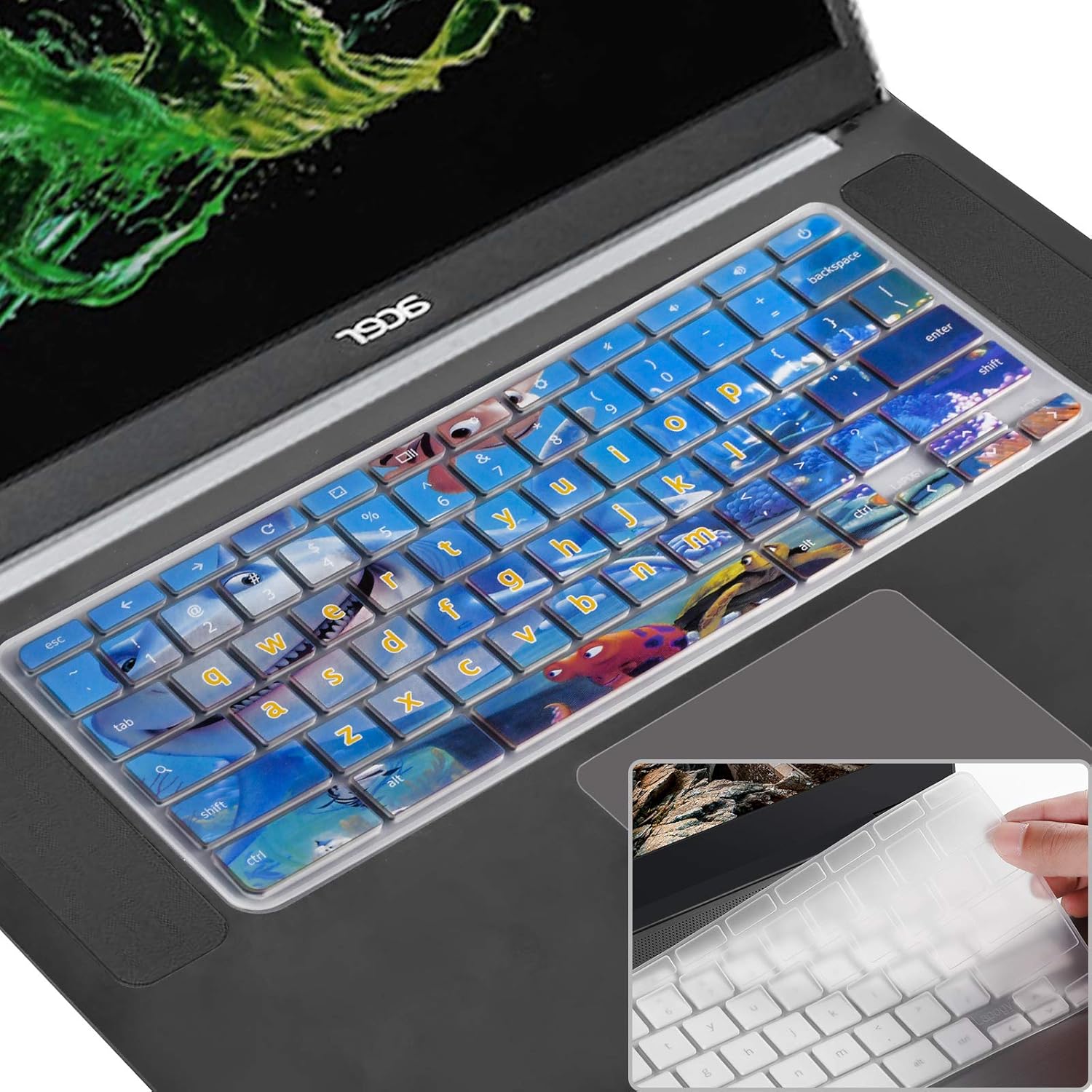 Lapogy Keyboard Cover Skin for acer chromebook Spin 11 cp311,R11 11.6 inch CB3-131/132,CB5-132T,CB3-131,R13 Keyboard protector accessories,CB5-312T/571,Chromebook 15,CB3-531/532 C910(Underwater World)