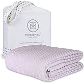 Threadmill Luxury Cotton Blankets for Queen Size Bed | All-Season 100% Cotton Queen Size Blanket | Herringbone Cozy, Soft Breathable Fall Thermal Blanket fits Full Size Bed, 90x92 | Lilac