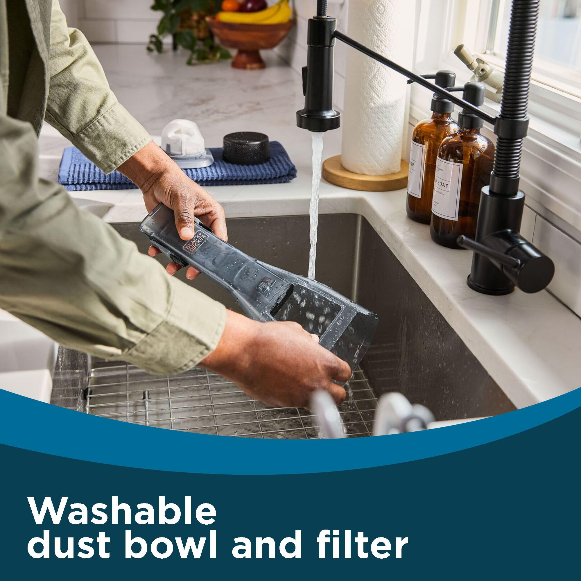 BLACK+DECKER dustbuster reveal Handheld Vacuum Cordless, Car Vacuum Portable Cordless, LED Light, Long Run Time, Rechargeable Lightweight Dust Buster, Includes Crevice Tool, Charging Base (HLVD320B42)