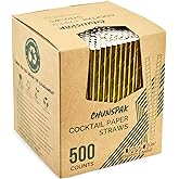 Chunspak 5.75 Inch Disposable Short Gold Paper Straws & Stirrers, Sipping Stir Sticks (500 Counts) - for Cocktail, Short Drinks, Wedding, Party, Bars, Restaurants