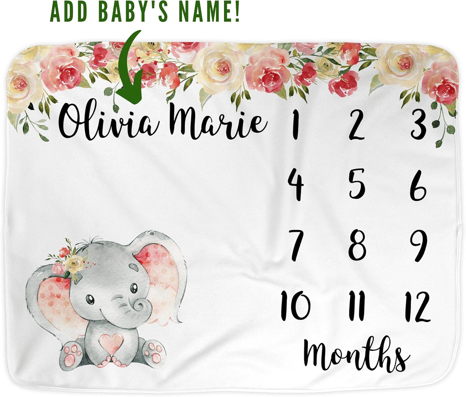 elephant milestone blanket girl