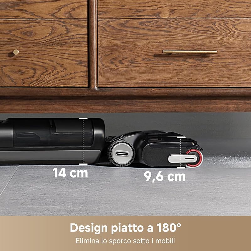 H12 Pro FlexReach Aspirapolvere Lavapavimenti, Design Piatto a 180°